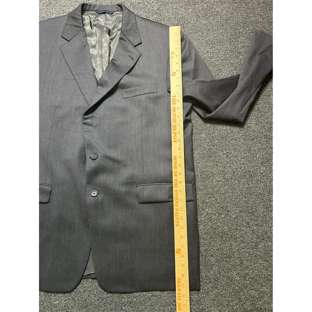 Burberry London Suit Charcoal Gray Mens 46L 40x30 Wool Two Button Pleated‎ Cuff